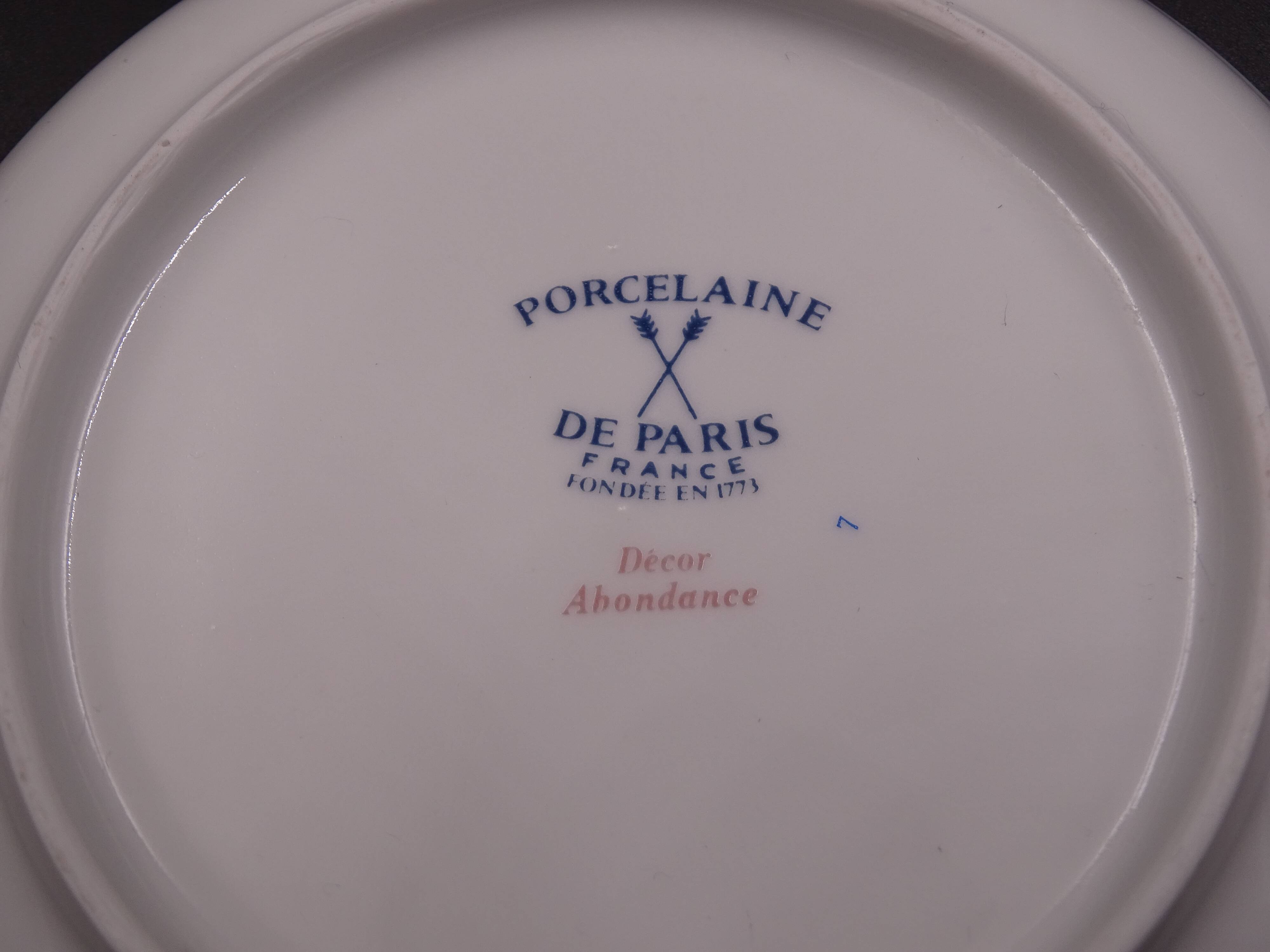 Lot of 6 porcelain bread plates from Paris décor Abondance - Perfect condition