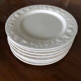 8 white porcelain plates Quadrifoglio Italy