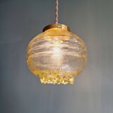 Space Age pendant light in yellow clear glass (13 available), 1960s-70s