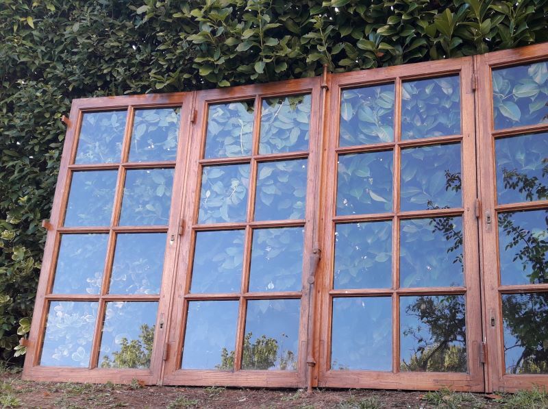 Glass window h141xl263 in oak 4 leaves