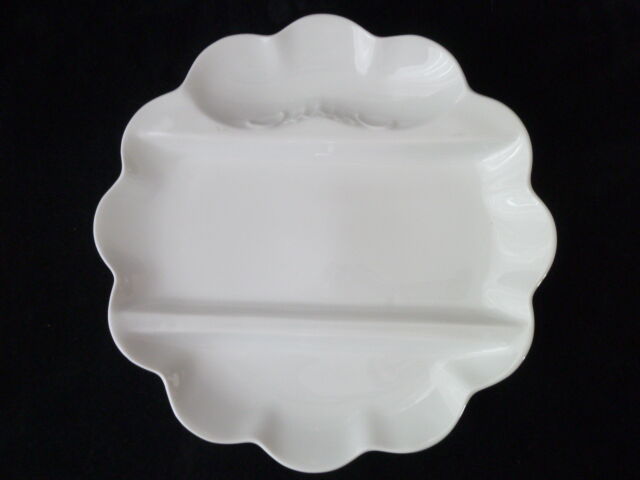 Set of 5 asparagus plates in white Limoges porcelain
