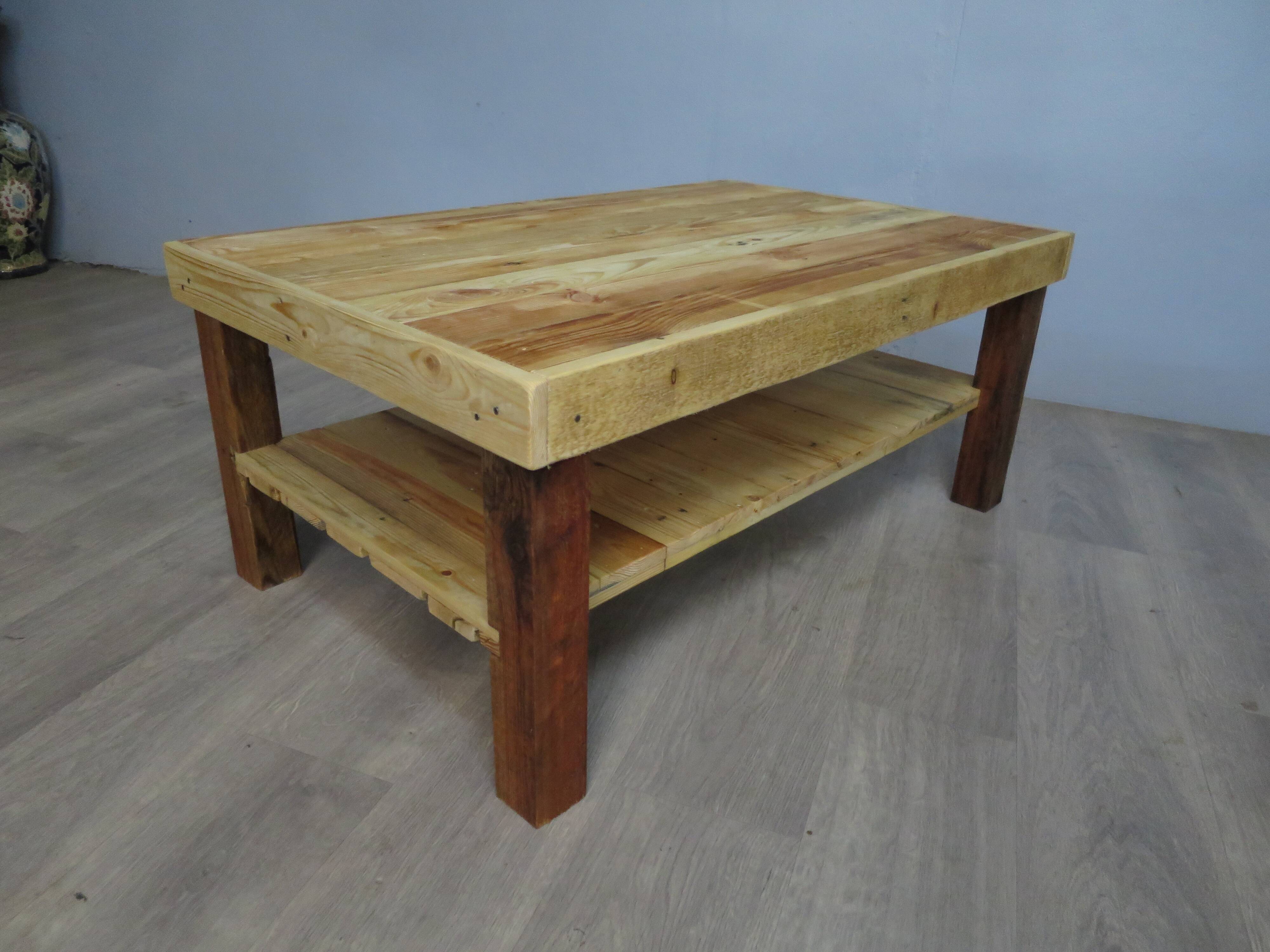 Rectangular raw wood coffee table
