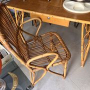 bureau rotin pieds tour Eiffel vintage 1960