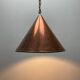 Conical suspended copper pendant by E.S Horn Aalestrup, Denmark 1950