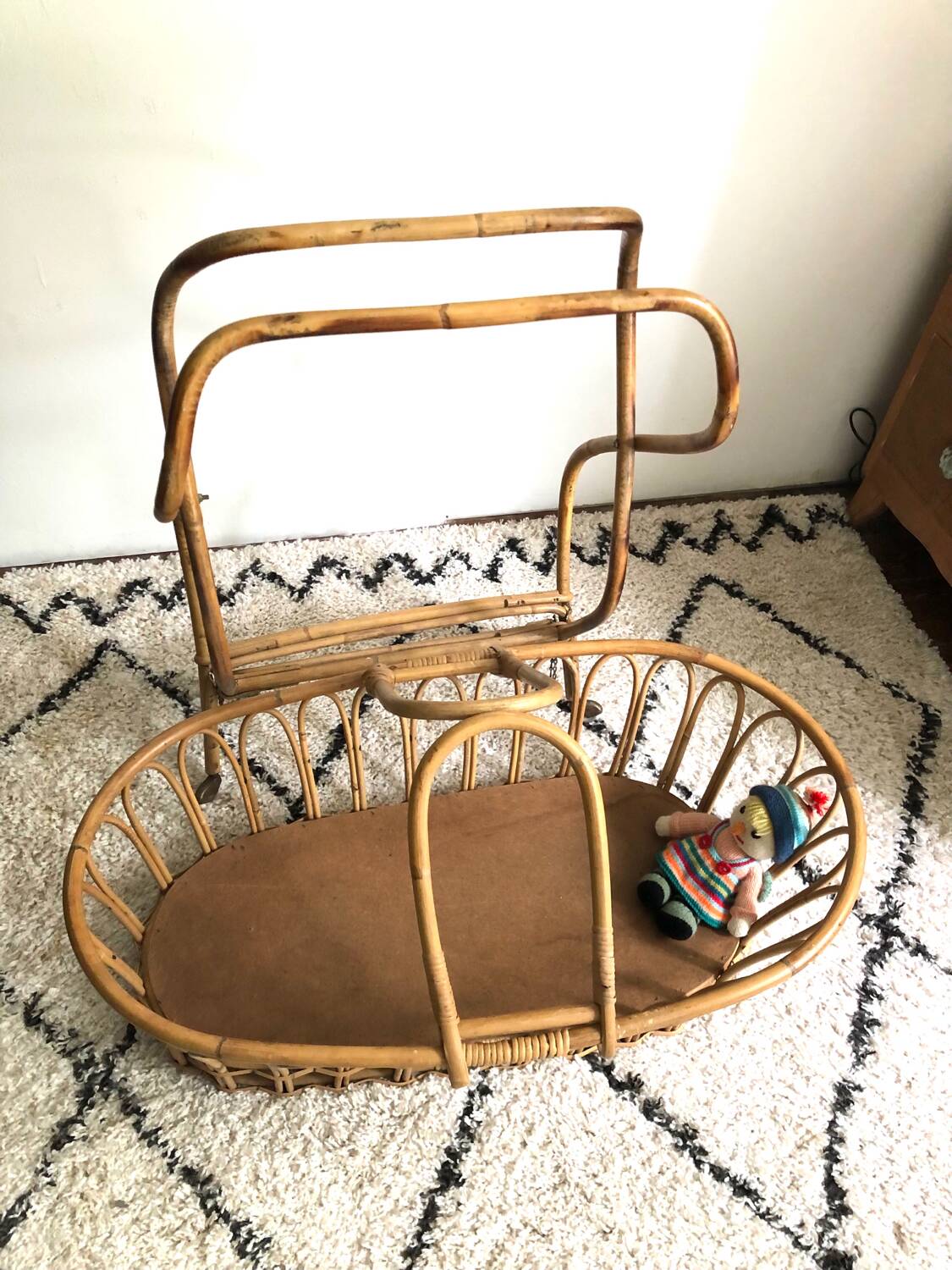 Vintage rattan cradle
