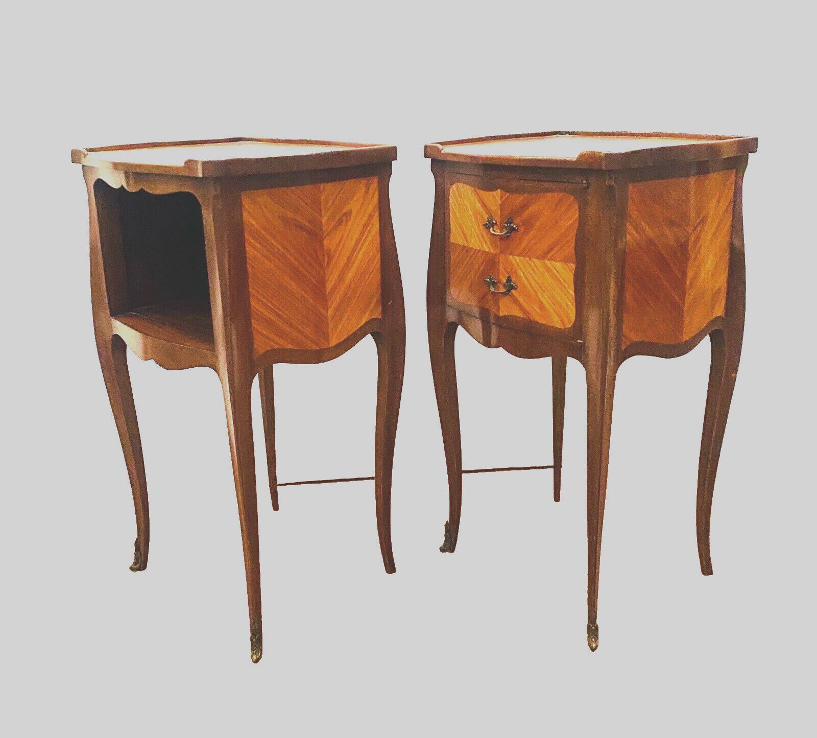 Suite of two Louis XV style bedside tables in mahogany and rosewood 20th century