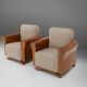 Un ensemble de 2 beaux fauteuils Art Déco avec revêtement gris, France, 1930
