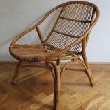 1960's Set of Four Rattan Armchairs and Side Table by Jaroslav Prochazka for ULUV