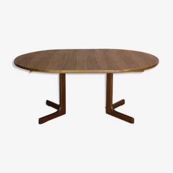 Table à manger extensible ronde-ovale scandinave en teck moderne, 1960 Danemark