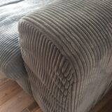 Sky blue ribbed 3-seater sofa