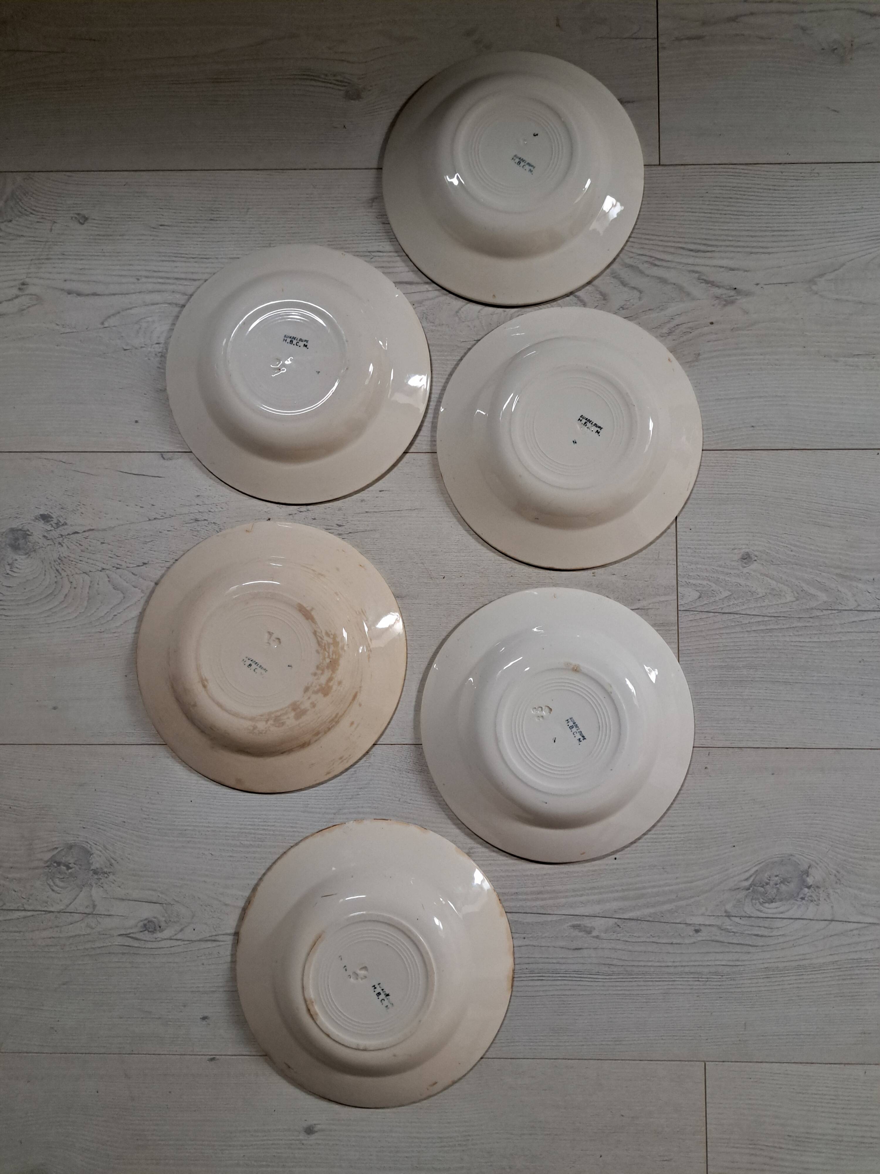 HBCM iron earth soup plates Guadeloupe decor