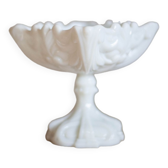 Coupe Vallerysthal Portieux, opaline de foire, bonbonnière verre de lait, compotier