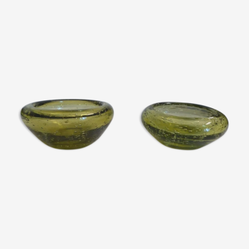 2 biot glass cups green color