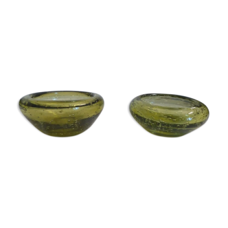 2 biot glass cups green color