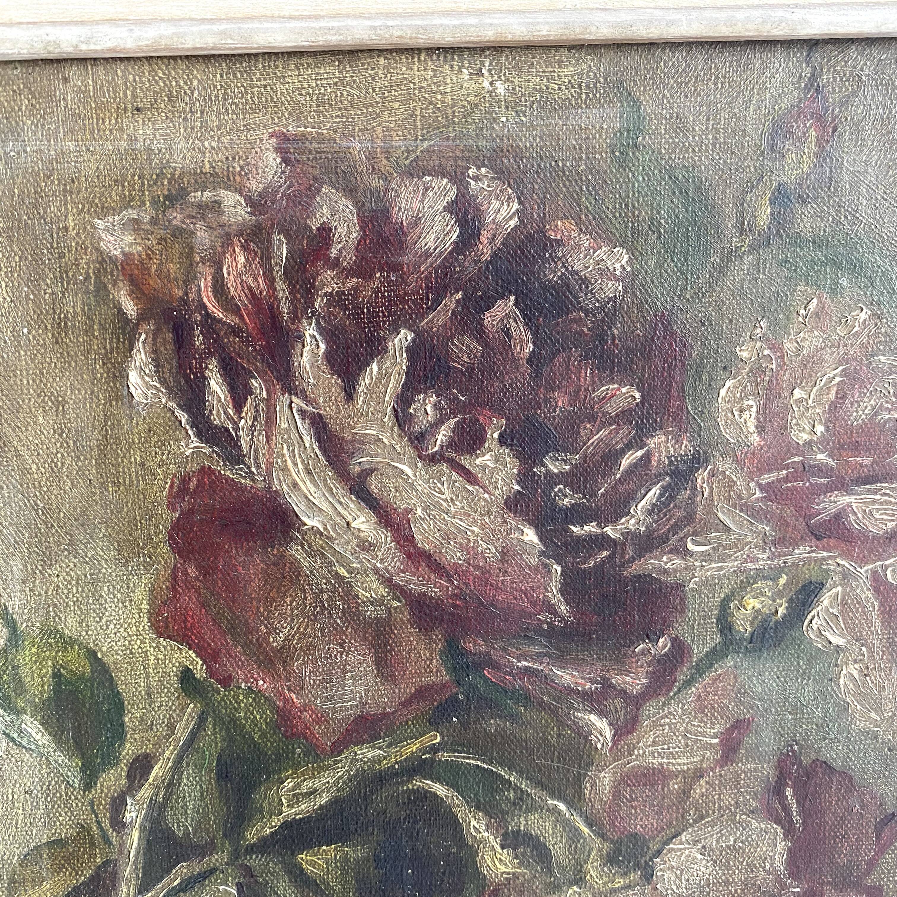 Flower painting, oil on canvas framed