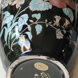 Asian baluster vase, with undulations. ceramic. floral motifs, exotic bird. exclusive décor. high 26 cm
