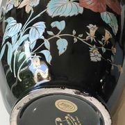 Asian baluster vase, with undulations. ceramic. floral motifs, exotic bird. exclusive décor. high 26 cm