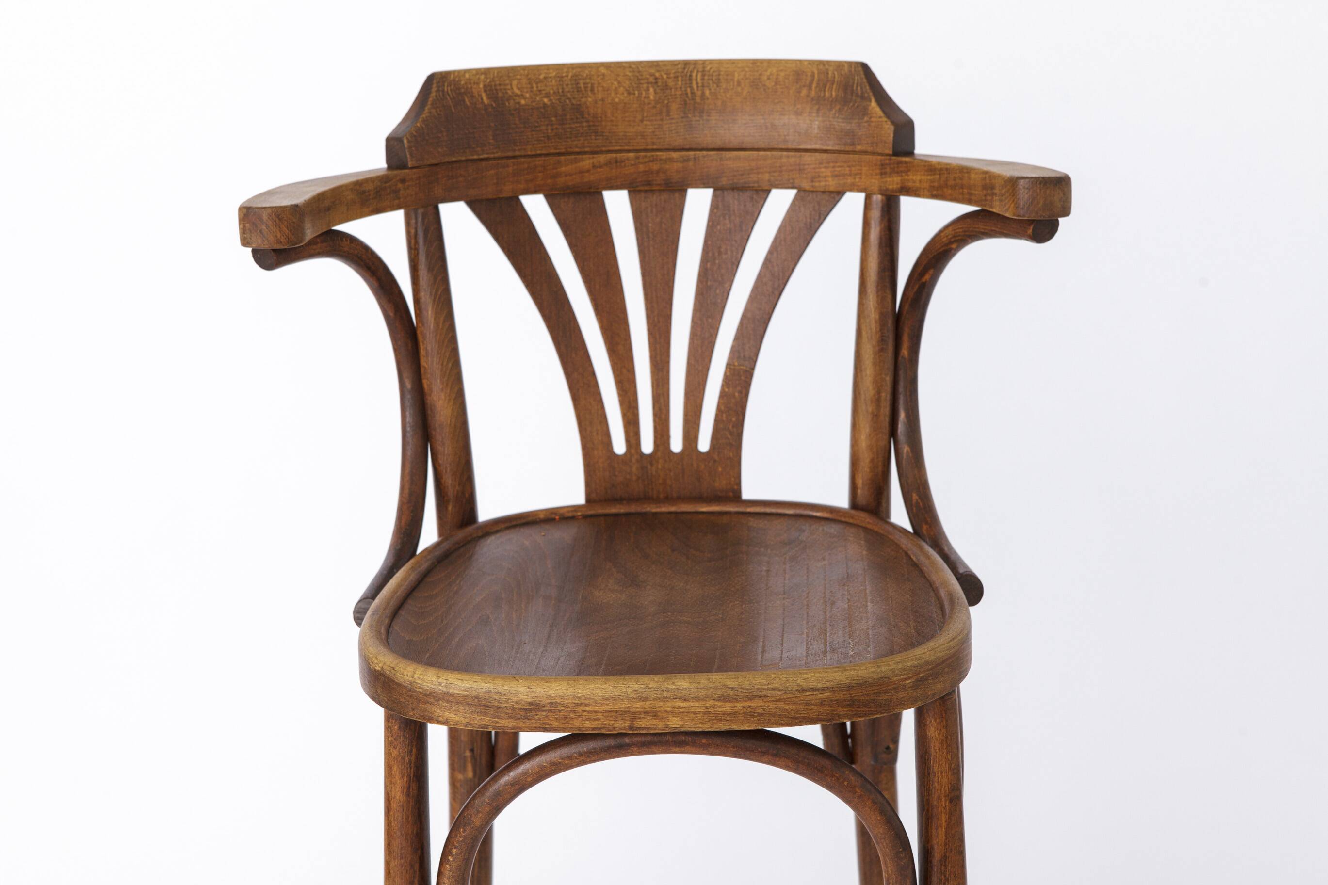 1 tabouret haut de pub irlandais vintage en bois avec technique de bois courbé des années 1960-1970