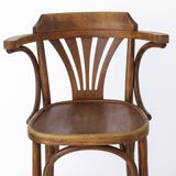 1 Vintage Wooden Irish Pub High Stools with Bentwood Technique 1960s-1970s