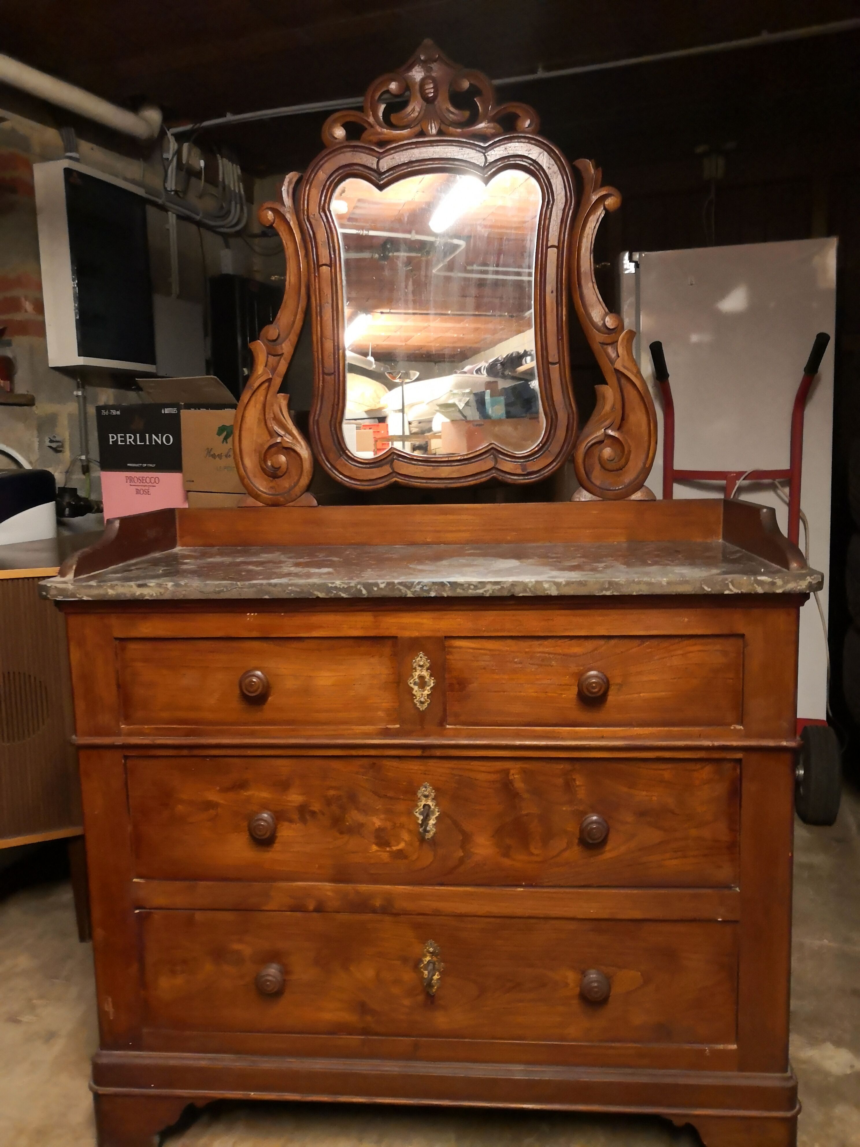 Coiffeuse Louis Philippe dessus marbre
