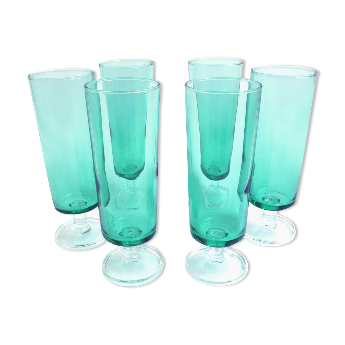 Vintage luminarc green champagne flutes