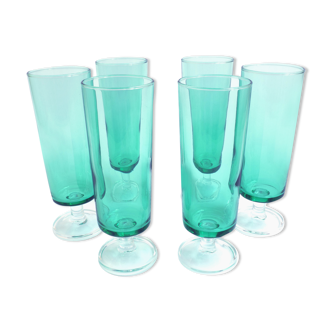 Vintage luminarc green champagne flutes