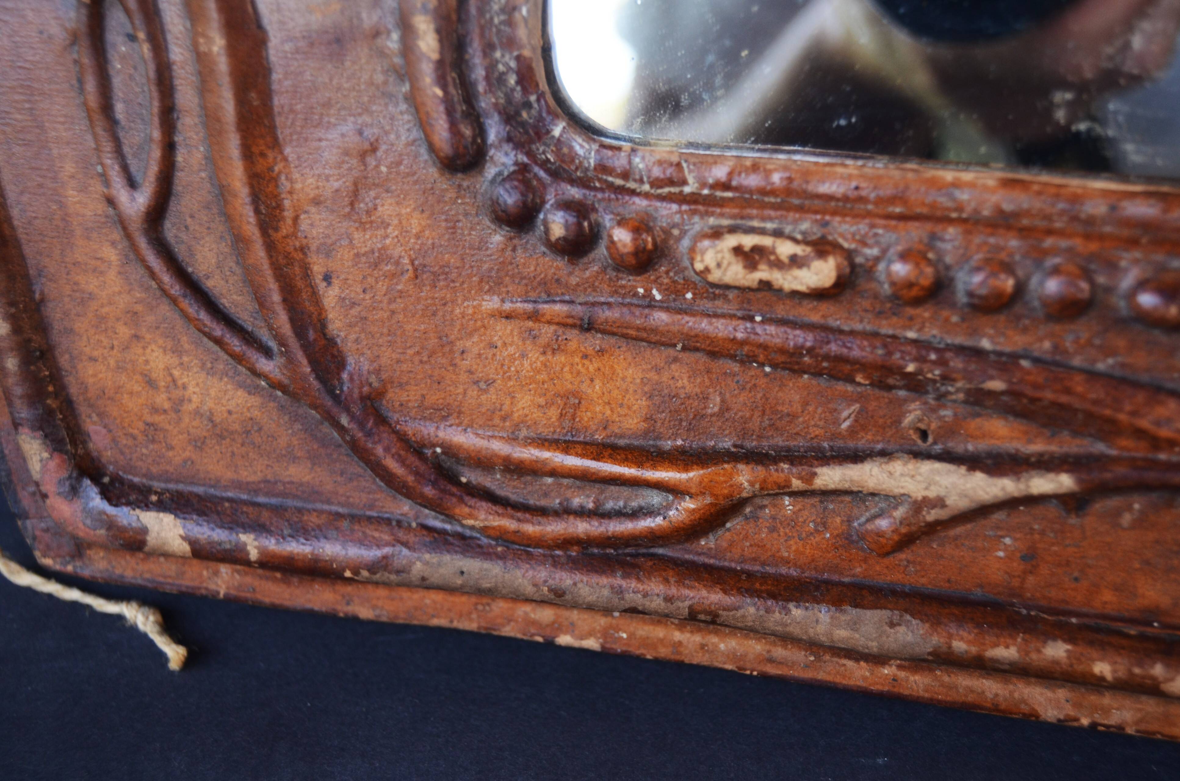 Papier Mache French Art Nouveau Framed Mirror circa 1900