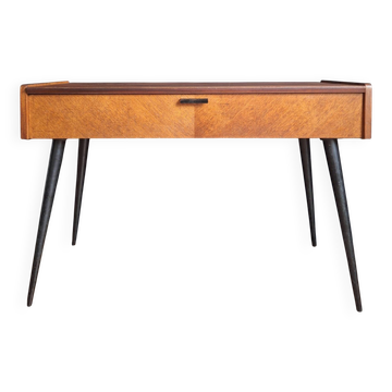 Vintage furniture with tapered legs, desk, console, dressing table.