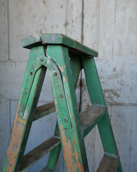 Wooden workshop folding stepladder
