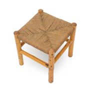 Rattan and woven straw stools, 1960s, set of 2