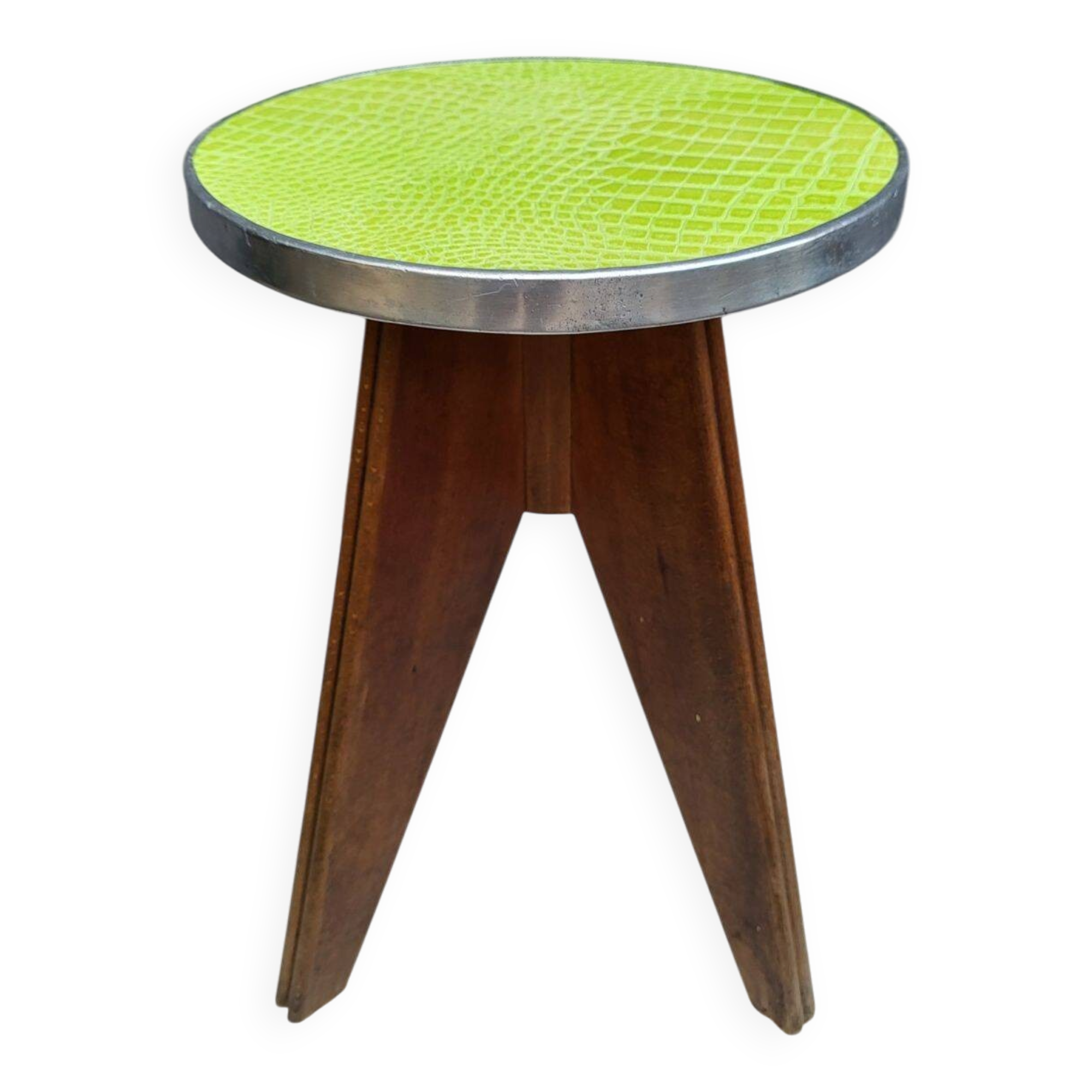 Vintage pop design stool 1950 • granny green leather