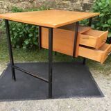 Vintage modernist office in oak and metal tubular base