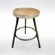 Tabouret trépied industriel vintage en acier et bois, 1950
