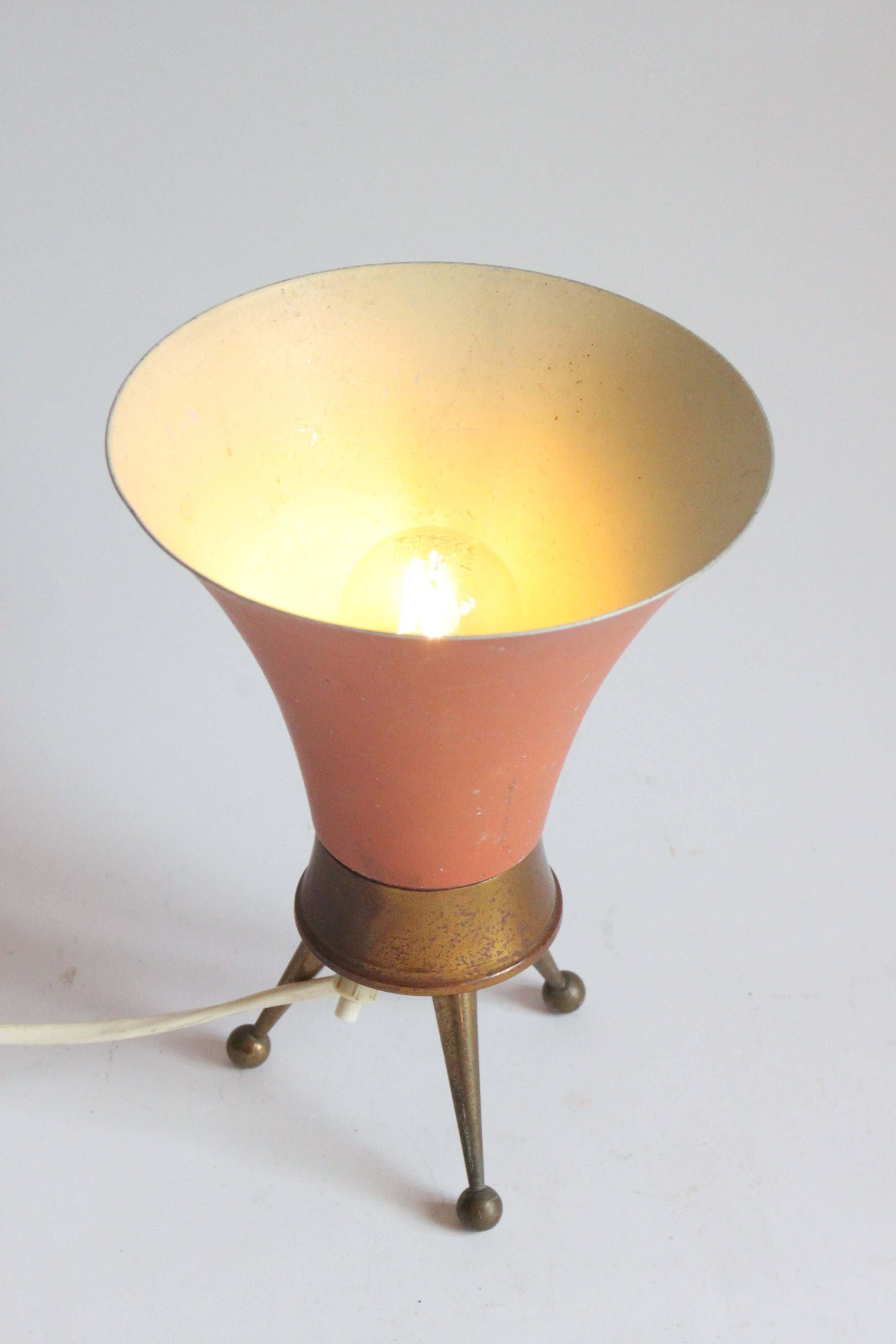 Brass tripod table lamp, 1950s