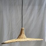 Small suspension, rattan luminaire in hat shape D:60cm