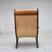 1960s, Scandinavian rocking chair, furniture velour, dark beech wood.
