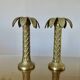 Pair of "palm tree" candlesticks in solid gilded brass, 1970