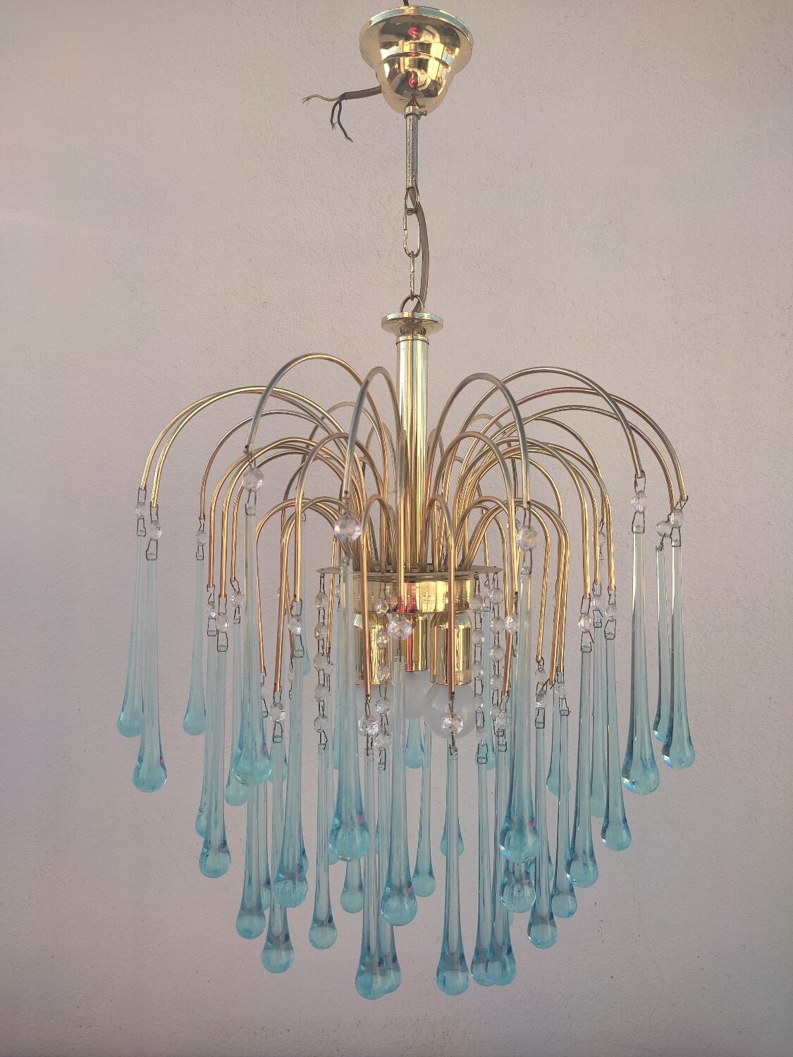 Blue drop tassel chandelier