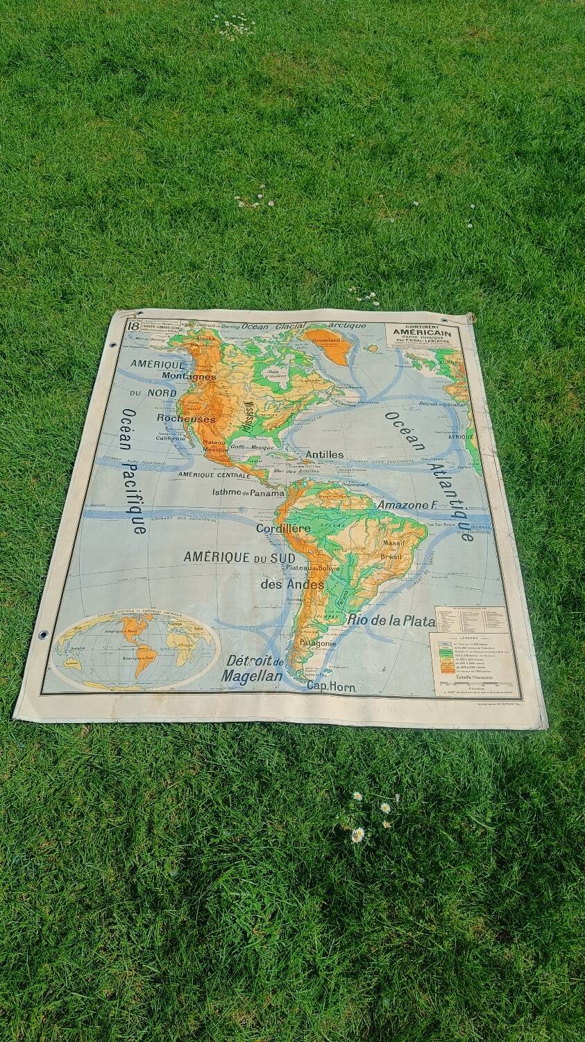 Map of the American continent Vidal-Lablache (1950s)