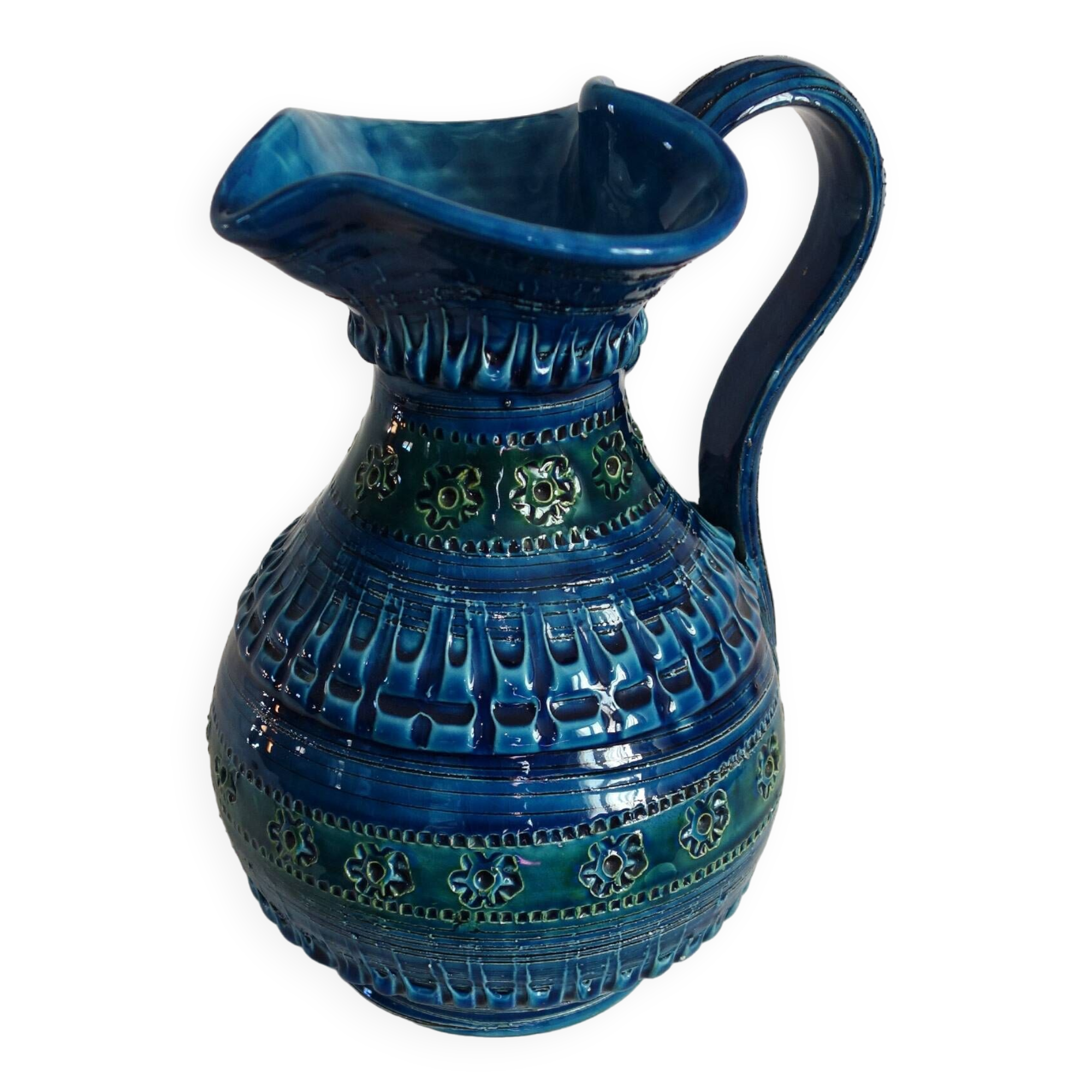 Large vintage Aldo Londi Bitossi ceramic vase pitcher