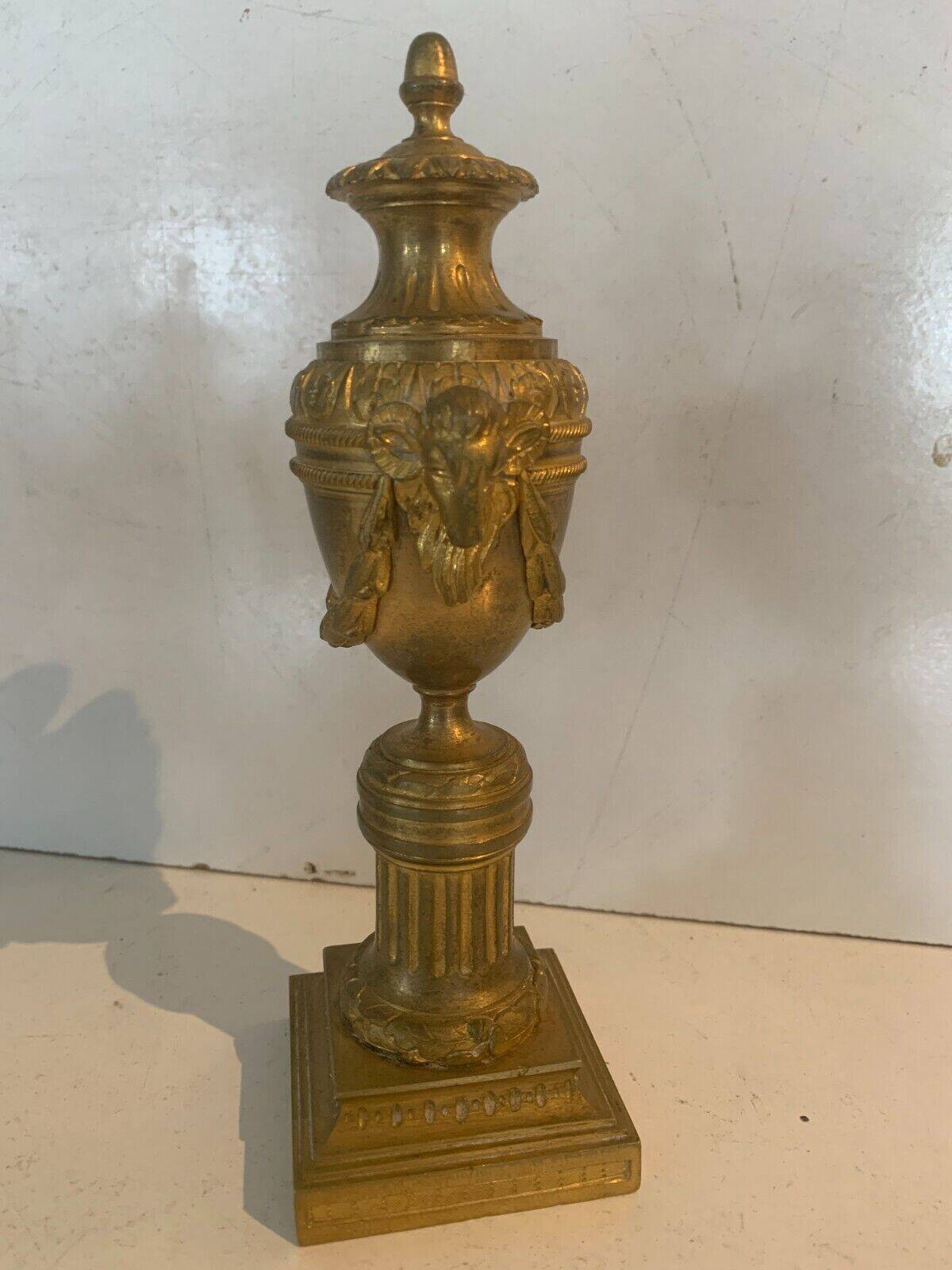 Pair of Louis XVI style candlesticks or covered vases in gilded bronze 20th century