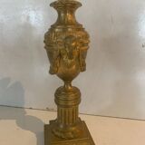 Pair of Louis XVI style candlesticks or covered vases in gilded bronze 20th century