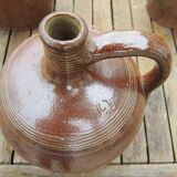 3 Old Calvados Jugs in Brown Glazed Stoneware