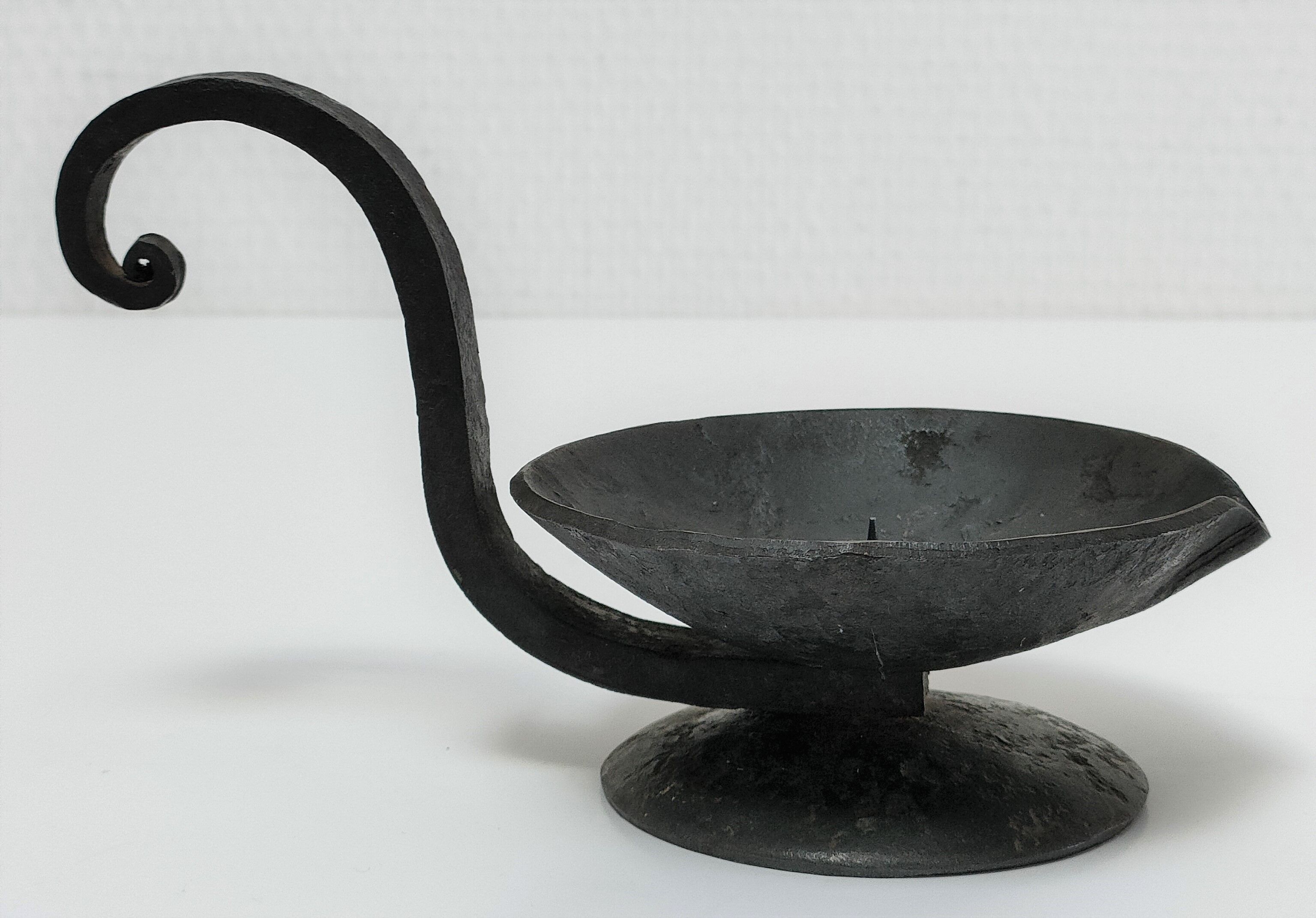 brutalist hand candle holder wrought iron 50s