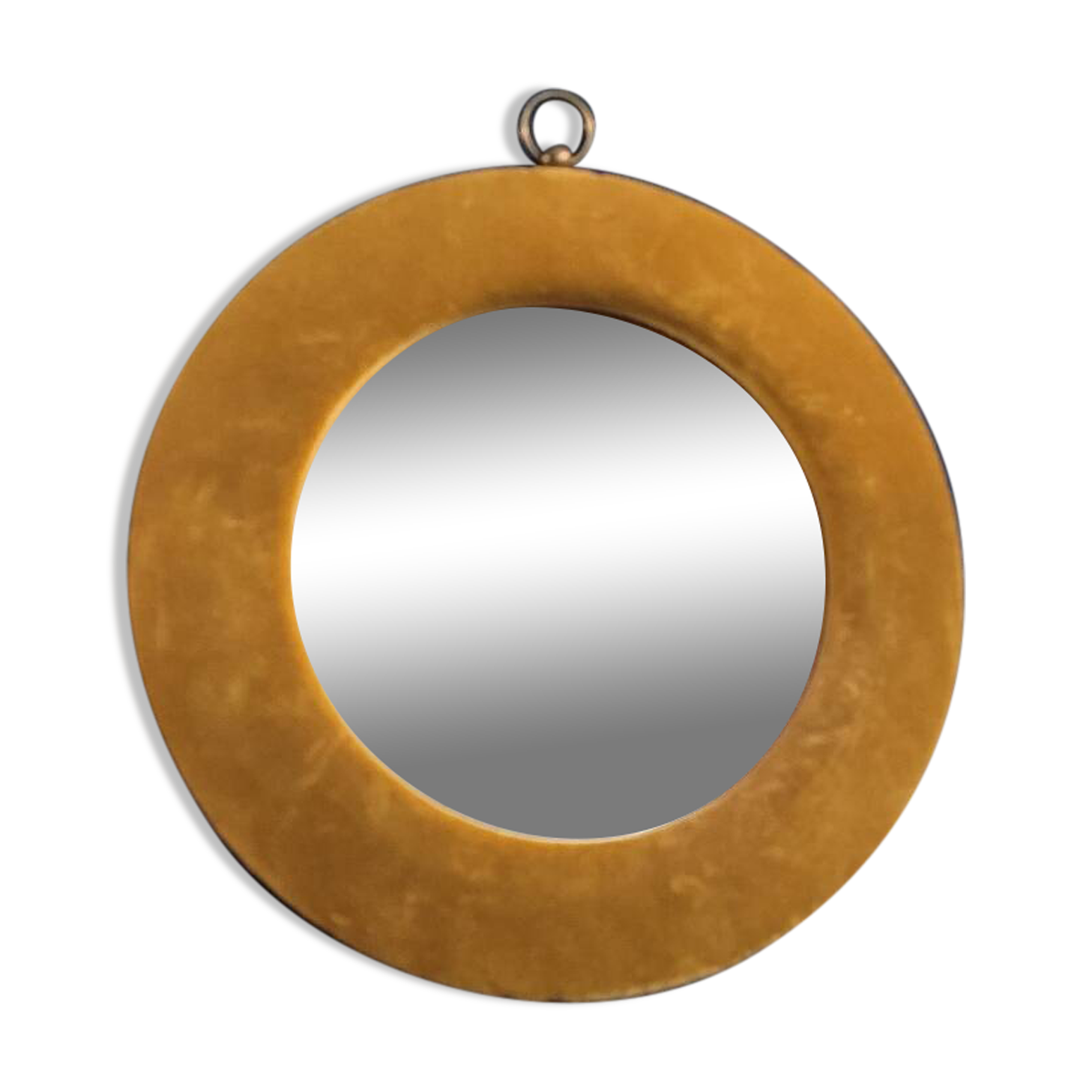 Vintage mirror with mustard velvet frame