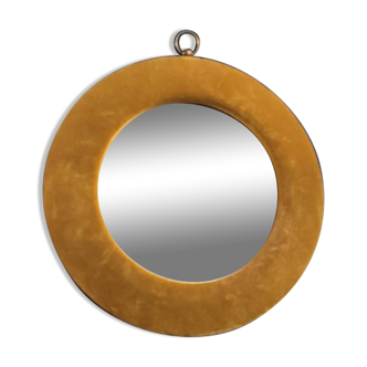 Vintage mirror with mustard velvet frame