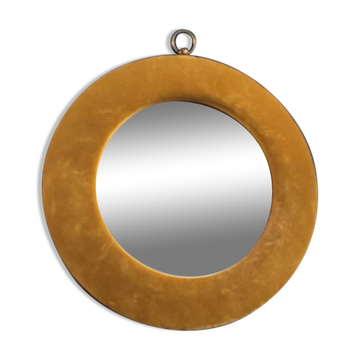 Vintage mirror with mustard velvet frame