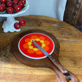 Plateau, wooden and ceramic chopping board, 1970s