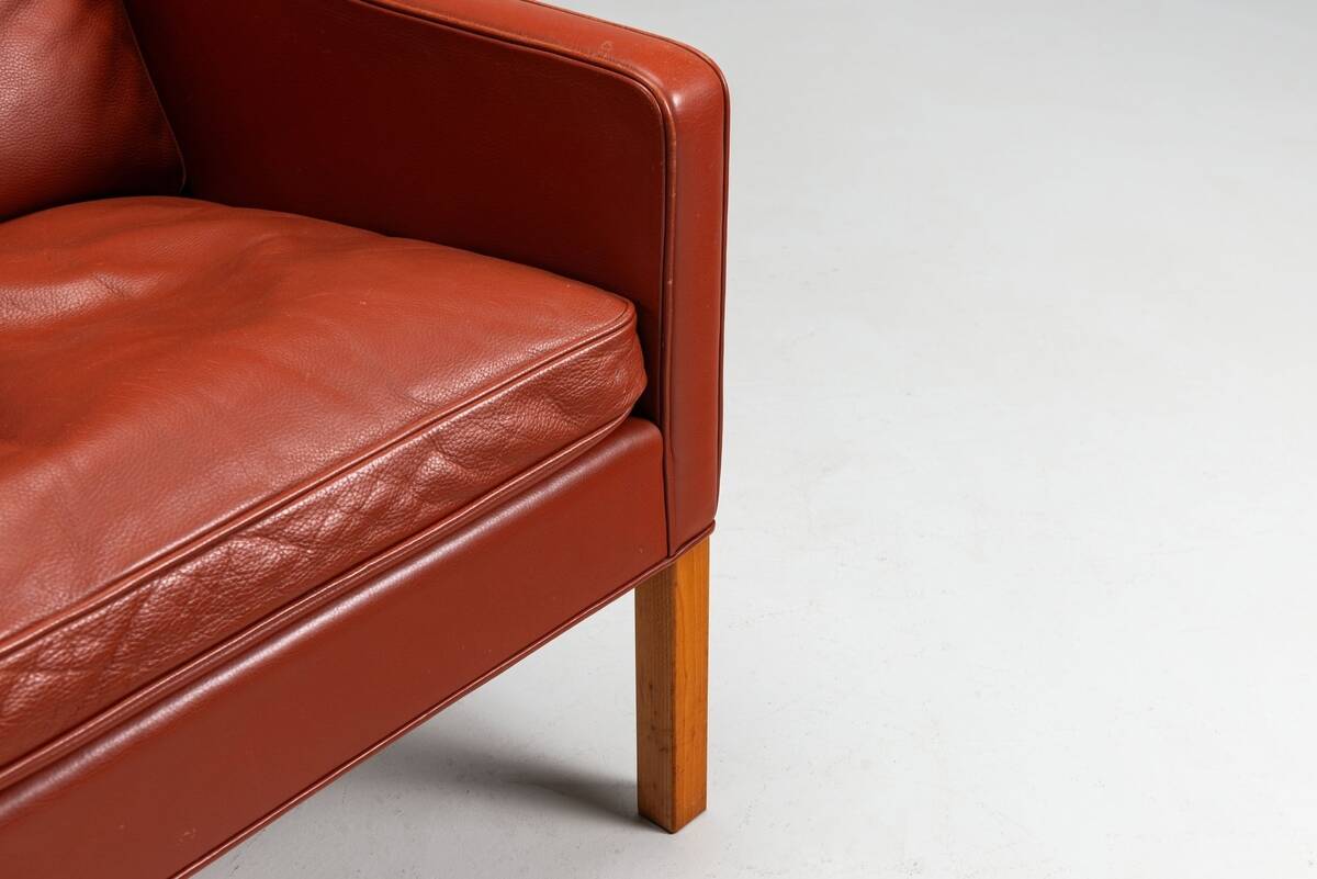Borge Mogensen cognac leather lounge chairs Fredericia Stolefabrik Denmark 1963
