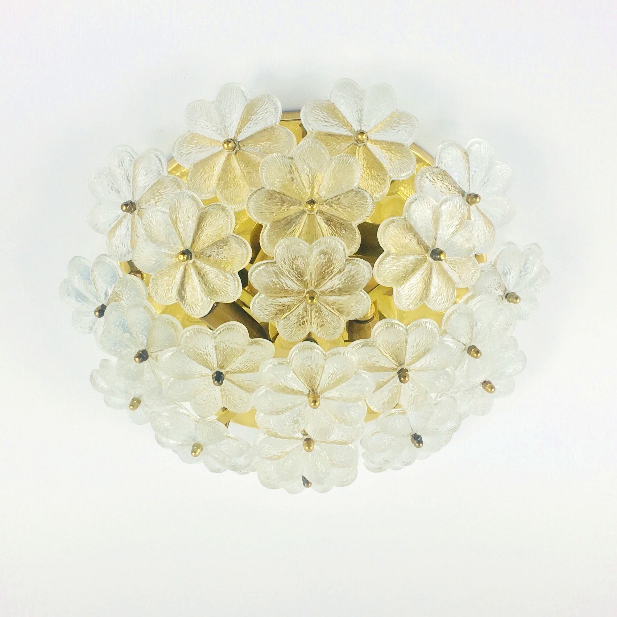 Mid-Century Floral Murano Glass Flush Mount by Ernst Palme for Palwa, Germany, 1960s
